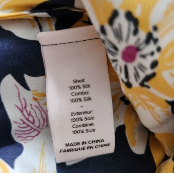 Cinq A Sept Kristi Floral Silk Tie Crop Short Sleeve Floral Blouse Small - Picture 8 of 8